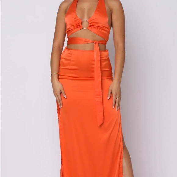 Sold WHITE FOX good feeling maxi skirt WHITE FOX Got game crop top SET orange M - Picture 16 of 16